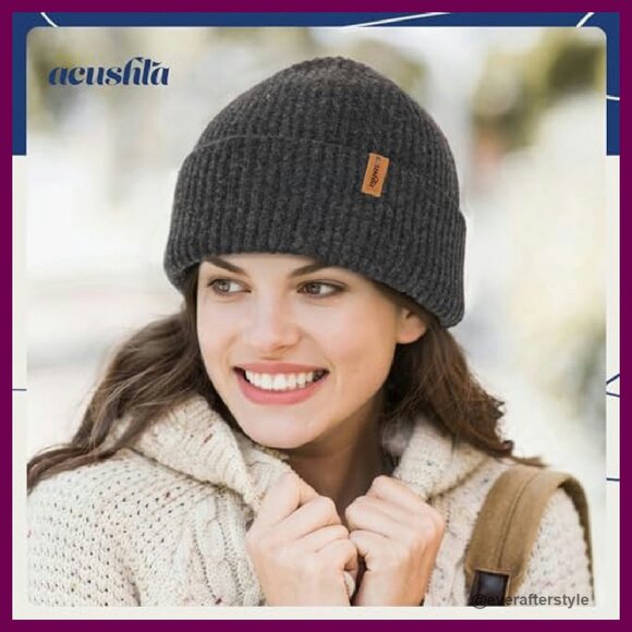 100% Merino Wool Cuff Beanie Unisex Winter Hat Classic Minimal Cozy main image 6